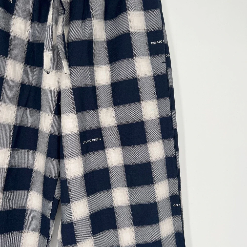 Gelato Pique Homme Pants Mens M Plaid Blue Sweatpants Loungewear Relax Sleepwear